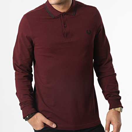 Fred Perry - Polo manica lunga Twin Tipped M3636 Bordeaux
