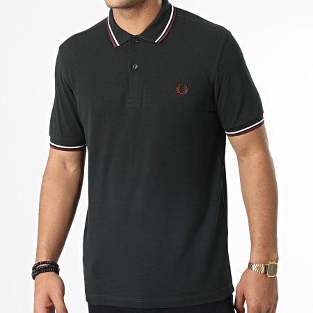 Fred Perry - Polo manica corta Twin Tipped M3600 Verde scuro