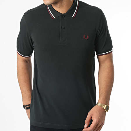 Fred Perry - Polo Manga Corta Twin Tipped M3600 Verde Oscuro