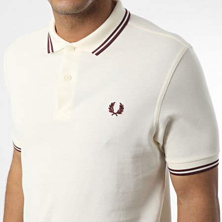 Fred Perry - Polo Manches Courtes Twin Tipped M3600 Beige Bordeaux