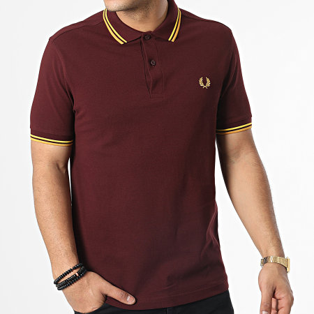 Fred Perry - Polo Manches Courtes Twin Tipped M3600 Bordeaux Jaune