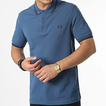 Fred Perry - Polo Manches Courtes Twin Tipped M3600 Bleu Nuit Bleu Marine