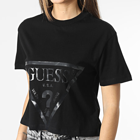 Guess - Tee Shirt Crop Femme V2YI06-K8HM0 Noir