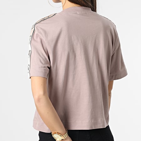 Guess - Camiseta de rayas para mujer V3RI08-I3Z14 Rosa palo