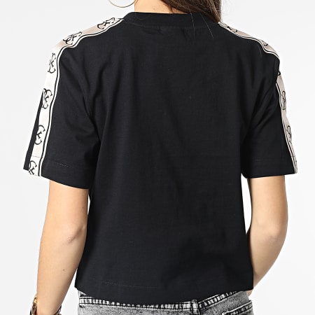 Guess Camiseta de rayas para mujer V3RI08 I3Z14 Negro Ryses