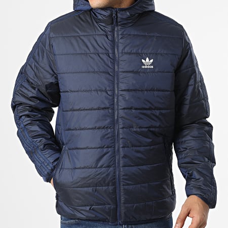 Adidas Originals - Abrigo con capucha y rayas HL9210 Azul marino