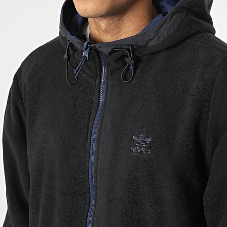 Adidas Originals - HL9188 Chaqueta reversible con cremallera y capucha Azul marino Negro