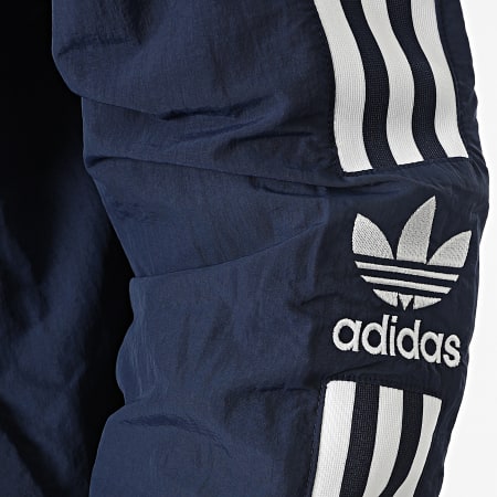Adidas Originals - HL9188 Giacca con zip con cappuccio reversibile a righe nere e marine