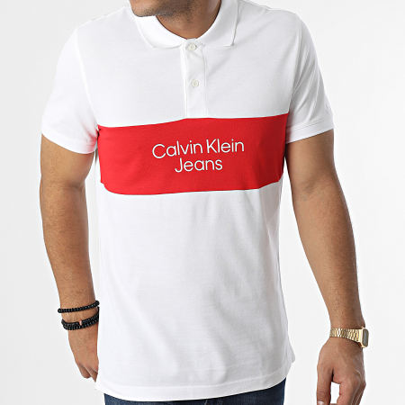 Calvin Klein - Polo Manches Courtes 2449 Blanc Rouge