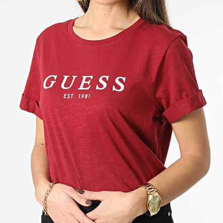 Guess - Camiseta mujer W2BI68 Burdeos