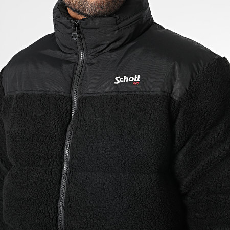 Schott NYC - Utahsherpa Piumino nero con cappuccio in sherpa