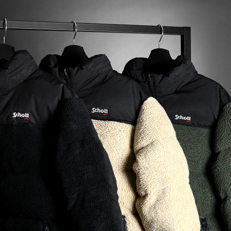 Schott NYC - Chaqueta Sherpa con capucha Utahsherpa Negro