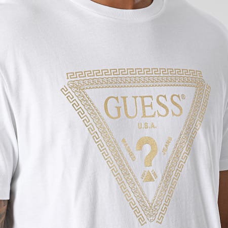 Guess - Tee Shirt M3RI68-KBDK0 Blanc Doré Renaissance