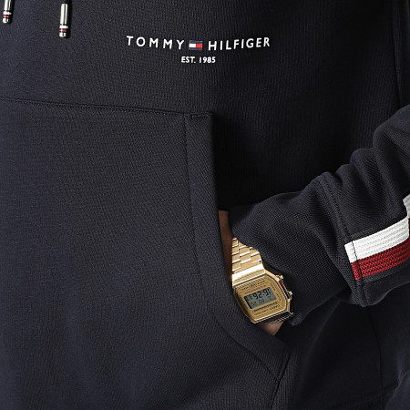 Tommy Hilfiger - Sweat Capuche A Bandes New Global Stripe 9339 Bleu Marine