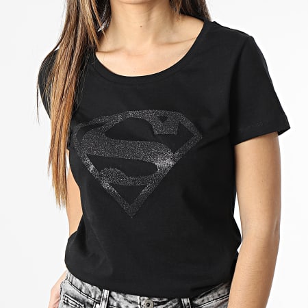 DC Comics - Tee Shirt Femme Glitter Logo Noir