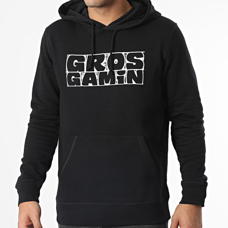 Hache-P - Sweat Capuche Gros Gamin Noir Blanc