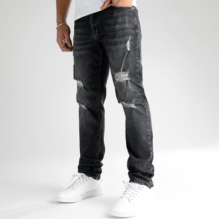 LBO - Jeans dal taglio regolare con trattamento Destroy 2892 Denim Nero