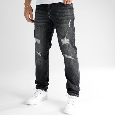 LBO - Jeans dal taglio regolare con trattamento Destroy 2892 Denim Nero