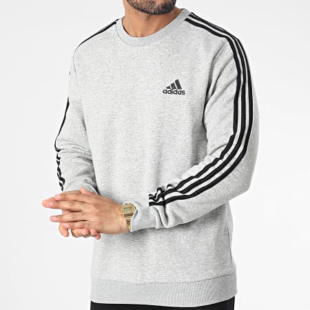 Adidas Sportswear - GK9110 Top con girocollo a 3 strisce Grigio erica