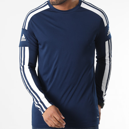 Adidas Sportswear - Lot De 2 Tee Shirts Manches Longues A Bandes Squad 21 GN5790 GN5793 Blanc Bleu Marine