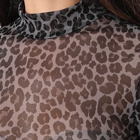 Only - T-shirt donna a maniche lunghe Penelope Black Leopard