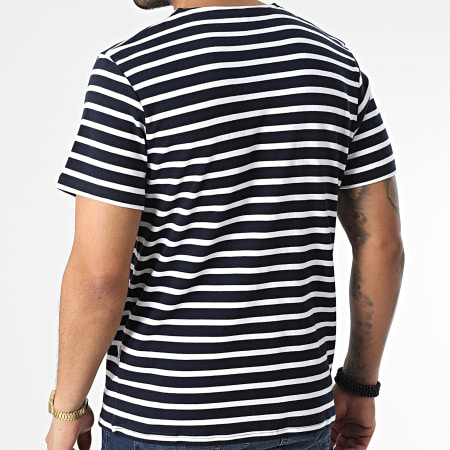 Selected - Tee Shirt A Rayures Briac Stripe Bleu Marine Blanc