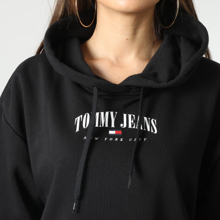 Tommy Jeans - Sudadera con capucha de mujer Relaxed Essential Logo 4852 Negro
