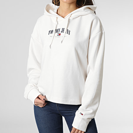 Tommy Jeans - Sudadera con capucha de mujer Relaxed Essential Logo 4852 Beige claro