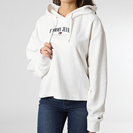 Tommy Jeans - Sudadera con capucha de mujer Relaxed Essential Logo 4852 Beige claro
