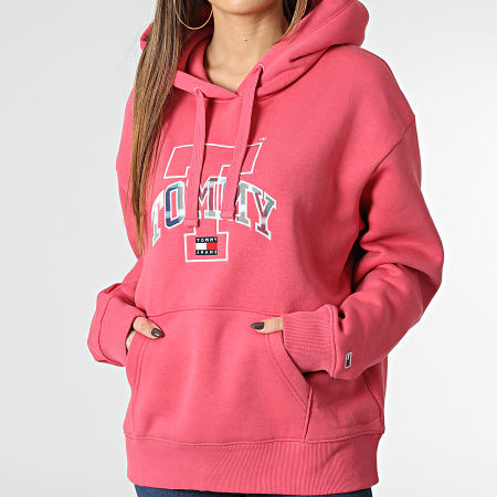 Tommy Jeans - Sweat Capuche Femme Relaxed Tartan 4870 Rose