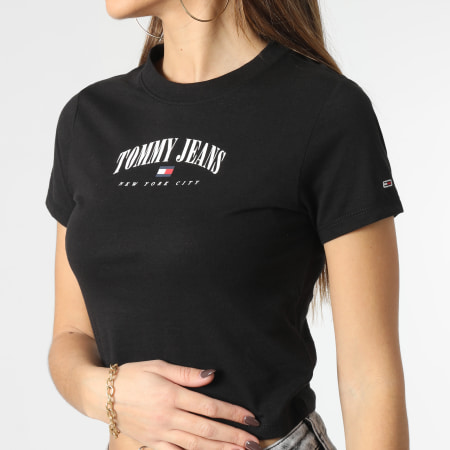 Tommy Jeans - Maglietta da donna Baby Essential Logo Crop 4910 Nero