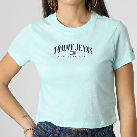 Tommy Jeans - Tee Shirt Crop Femme Baby Essential Logo 4910 Bleu Clair