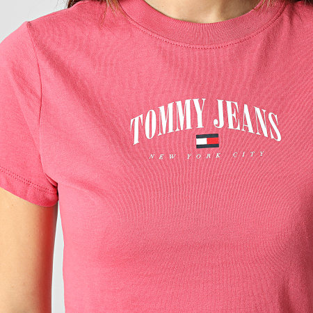 Tommy Jeans - Tee Shirt Crop Femme Baby Essential Logo 4910 Rose