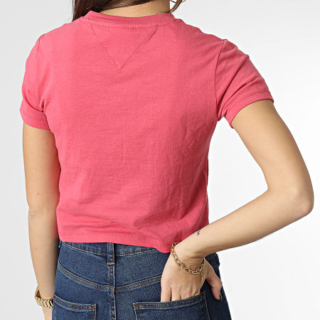 Tommy Jeans - Tee Shirt Crop Femme Baby Essential Logo 4910 Rose