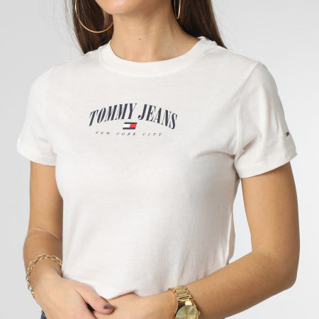 Tommy Jeans - Tee Shirt Crop Femme Baby Essential Logo 4910 Beige Clair