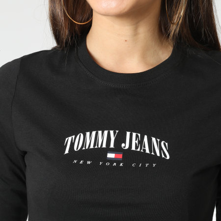 Tommy Jeans - Camiseta corta de manga larga para mujer Baby Logo 2 4911 Negro