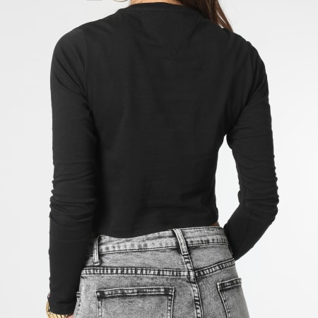 Tommy Jeans - Camiseta corta de manga larga para mujer Baby Logo 2 4911 Negro