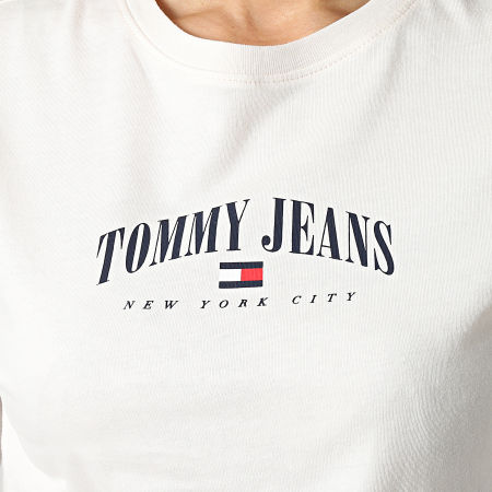 Tommy Jeans - Tee Shirt Crop Manches Longues Femme Baby Logo 2 4911 Beige Clair