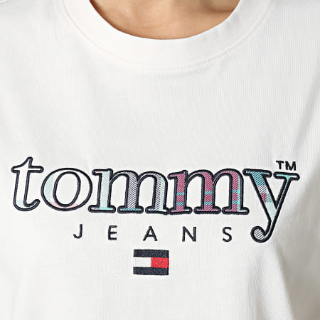 Tommy Jeans - Tee Shirt Femme Classic Tartan 4915 Beige Clair