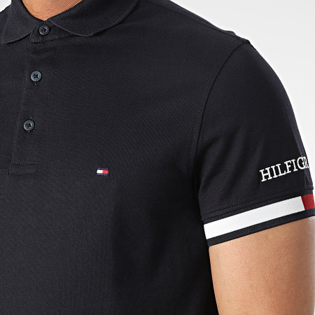 Tommy Hilfiger - Polo Manches Courtes Flag Cuff Sleeve Logo Slim 9528 Bleu Marine