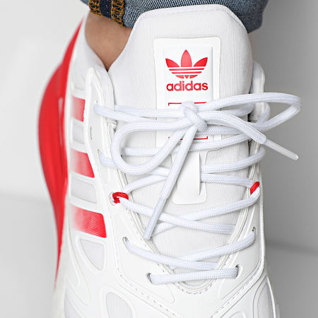 Adidas Originals - ZX 2K Boost 2 Sneakers GX7016 Cloud White Silver Metallic Vivid Red