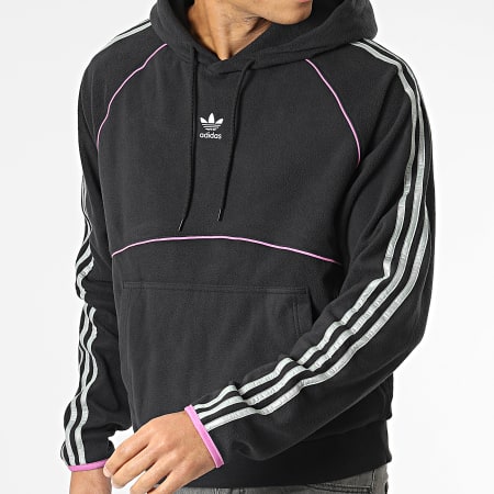 Adidas Originals - Sweat Capuche A Bandes Polaire HI3015 Noir