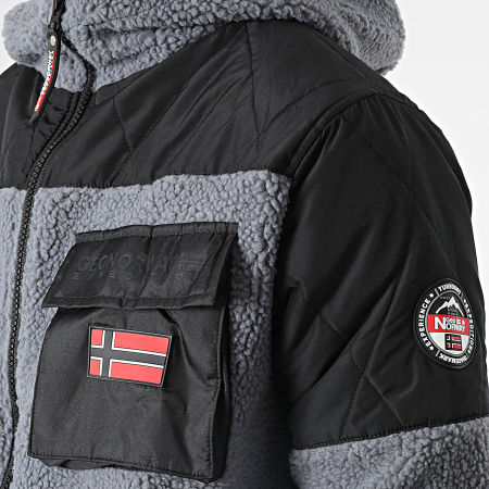 Geographical Norway Ursam Gris Negro Chaqueta con capucha de forro polar Ryses