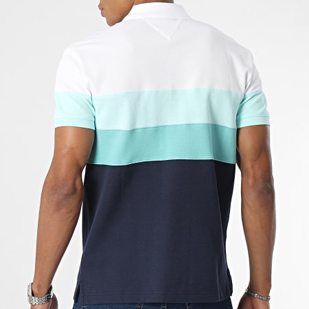 Tommy Jeans - Polo Manches Courtes Colorblock 5753 Bleu Marine Turquoise Blanc