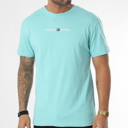 Tommy Jeans Tee Shirt Classic Linear 4984 Turquoise LaBoutiqueOfficielle