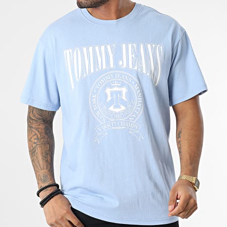 Tommy Jeans - Tee Shirt Relaxed Varsity 5645 Bleu Clair