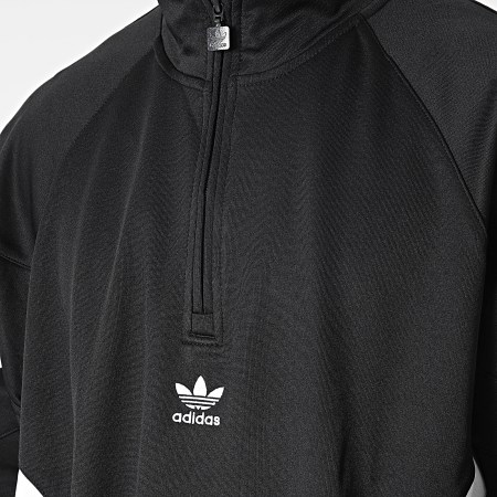 Adidas Originals - HK7336 Felpa con collo a zip a righe nere