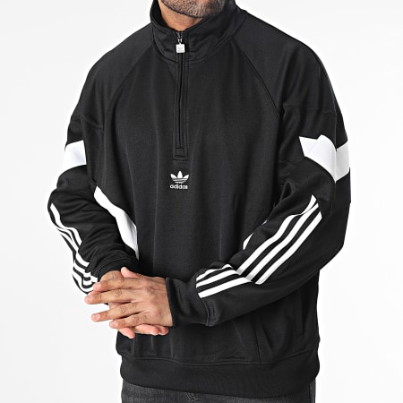 Adidas Originals - HK7336 Sudadera con cremallera a rayas Negro