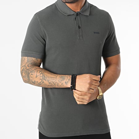BOSS - Polo Manches Courtes 50468576 Gris Anthracite