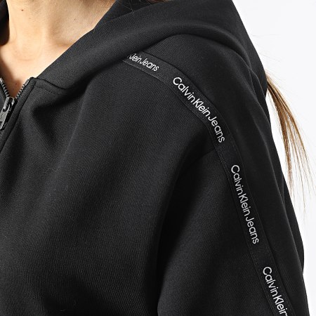 Calvin Klein - Camiseta de rayas con capucha y cremallera para mujer 0425 Negro